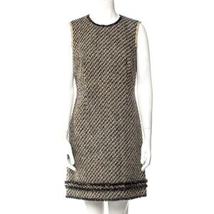 Paula Ka Paris Black and TanTweed Mini Sleeveless Shift Dress Size 38/6 !